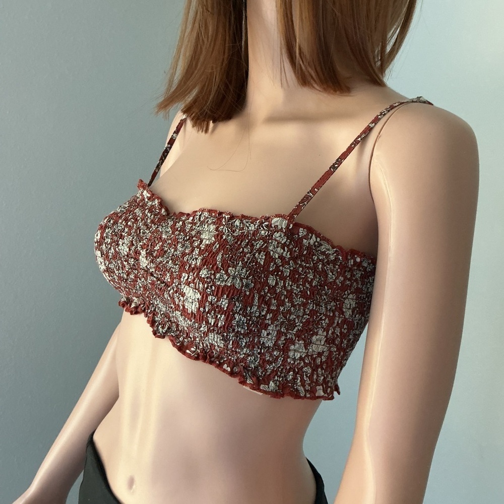 Free People Red Floral Bandeau top - Picture 3 of 11